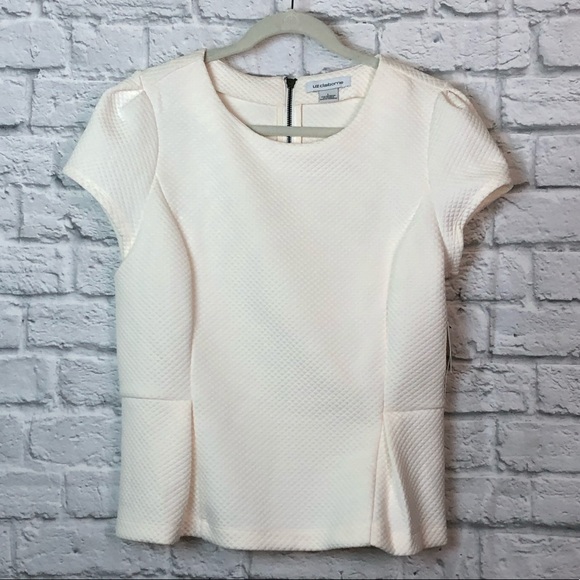 Tops - NWT Liz Claiborne large cream peplum top